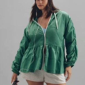 NWT Anthropologie Daily Practice Freestyle Hooded Babydoll Windbreaker Jacket 2X